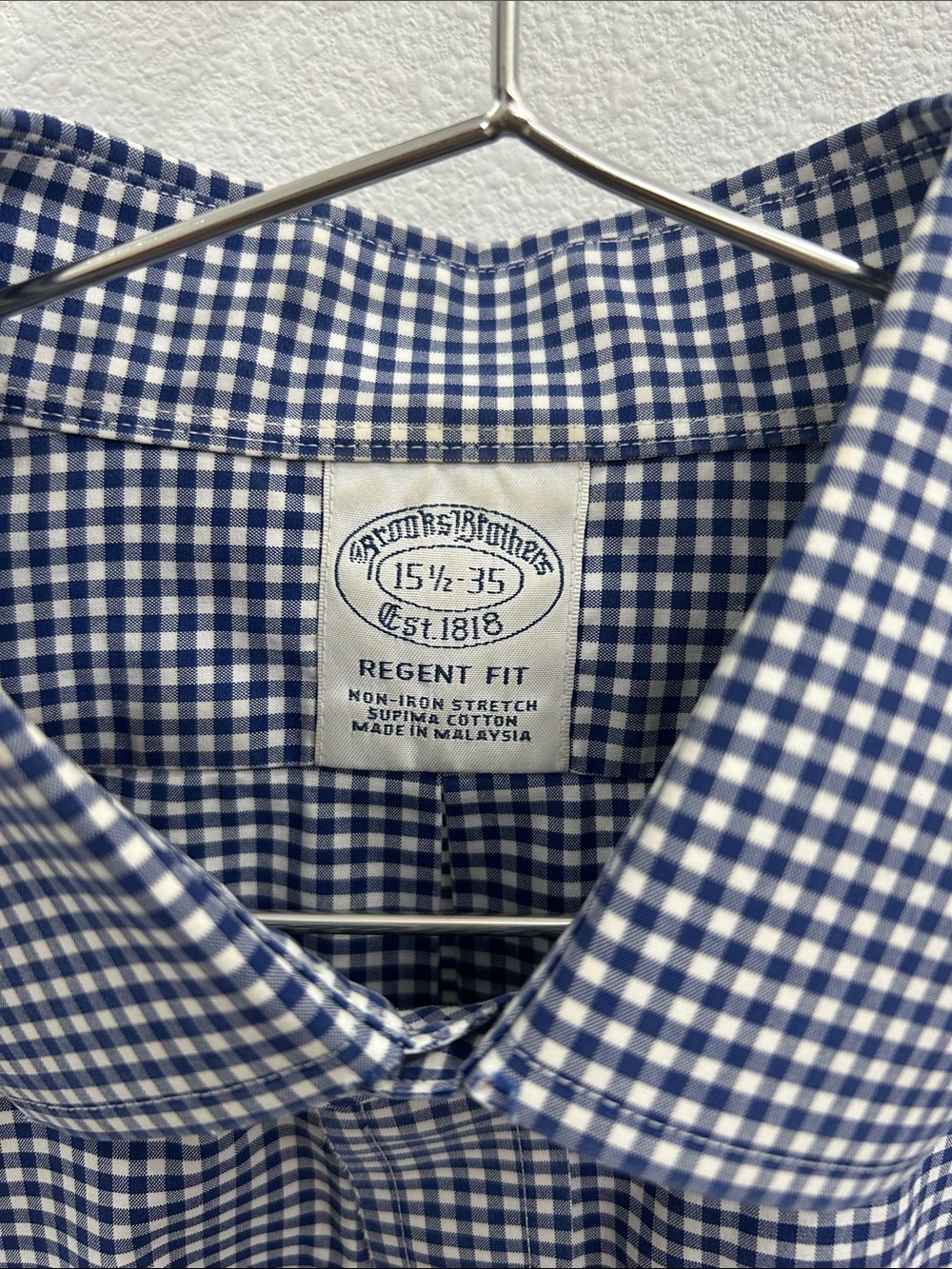 Brooks Brothers Men's Blue Gingham Button-Up Shirt - Picture 2 of 6